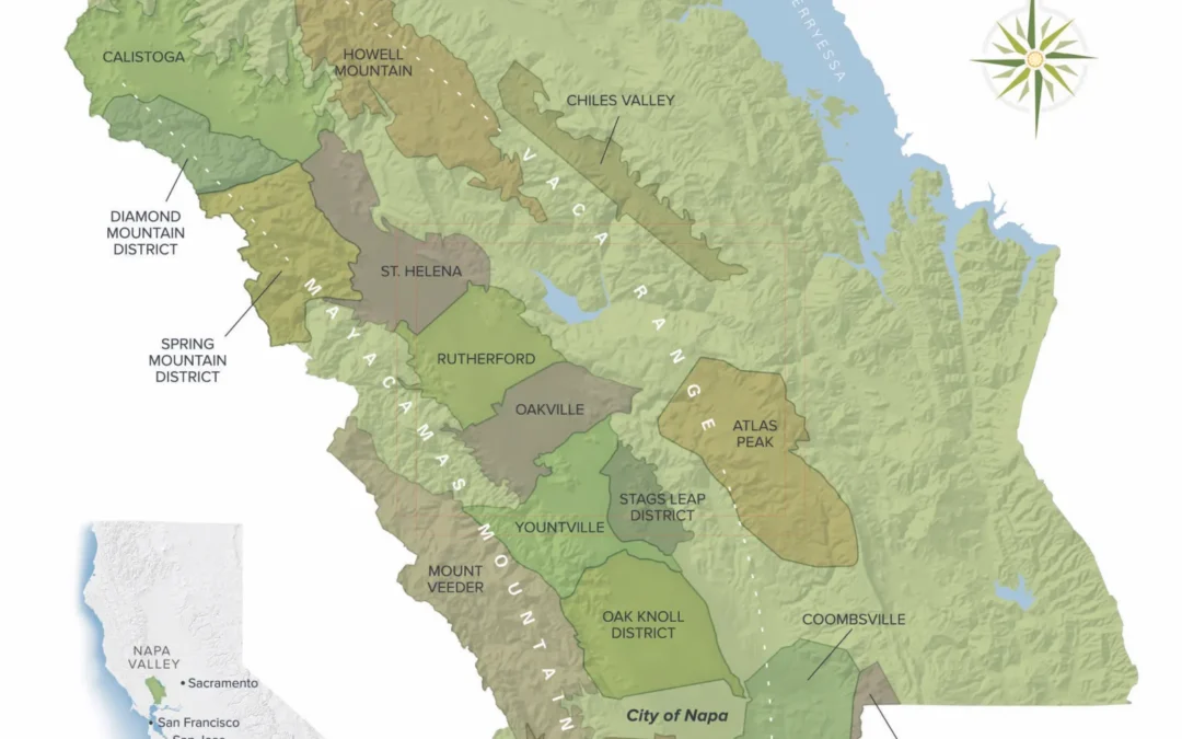 Map of napa valley america viticultural area and nested AVAs