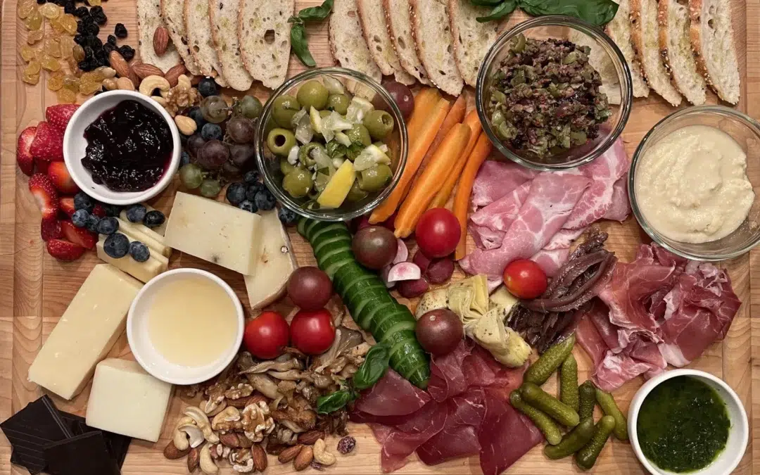Charcuterie board from above