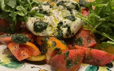 Sheldon’s Heirloom Tomato Salad with Burrata Cheese & Basil Oil